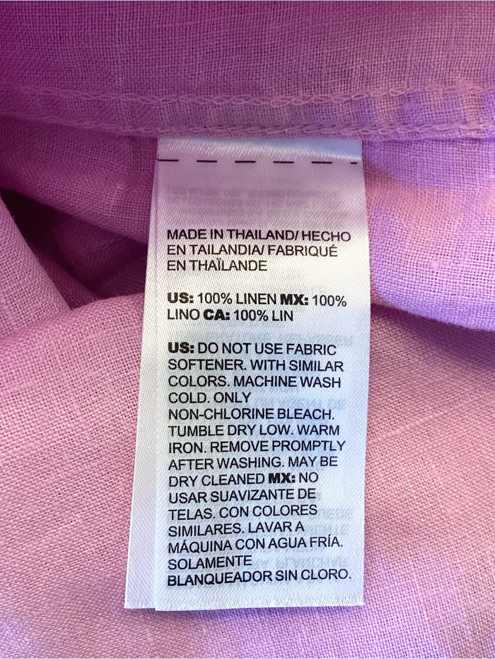 NWOT Chico’s No-Iron 3/4 Sleeve Linen Button Up Shirt - Pink - 16 - Picture 6 of 6